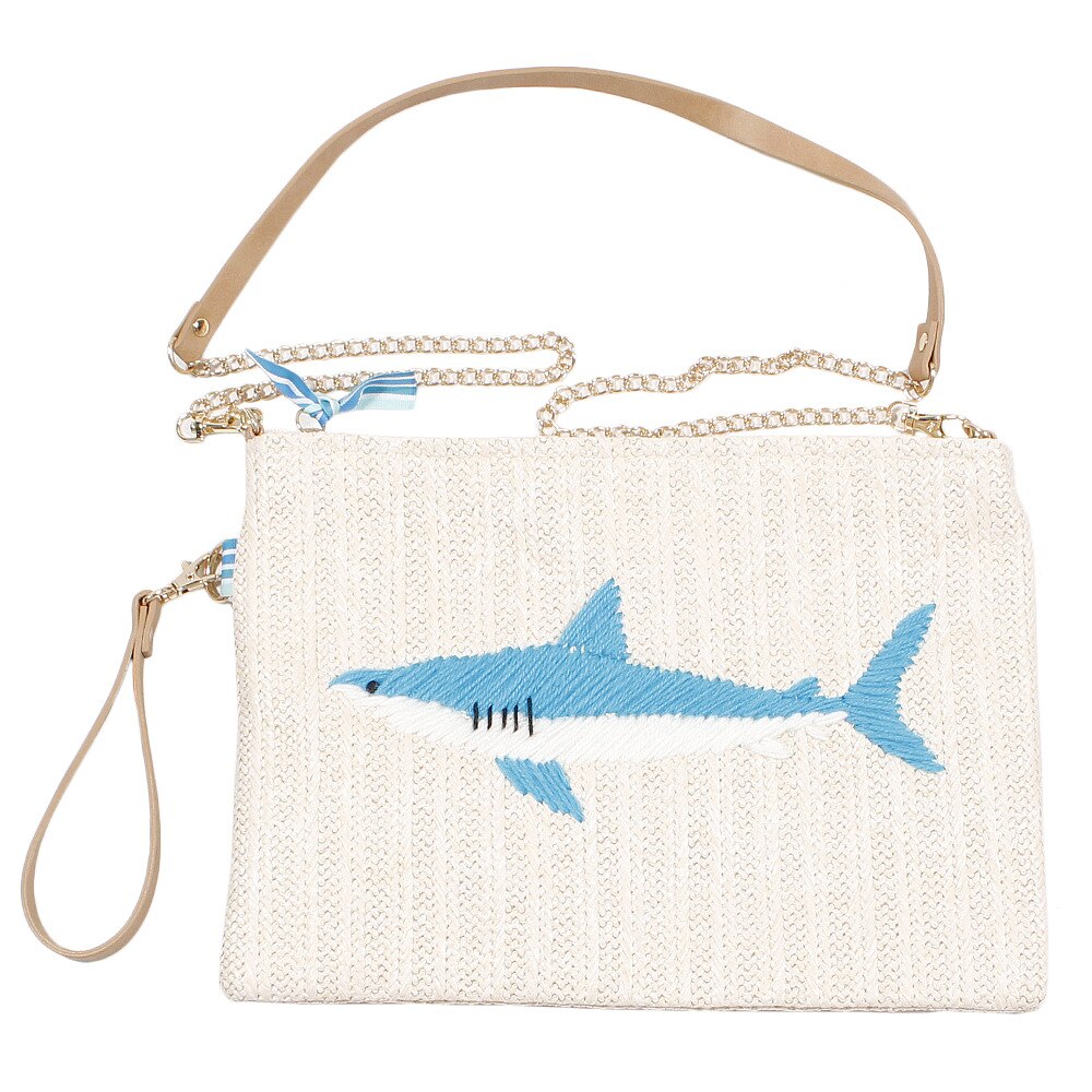  サメ刺繍 クラッチバッグ 652-1041 オンライン価格