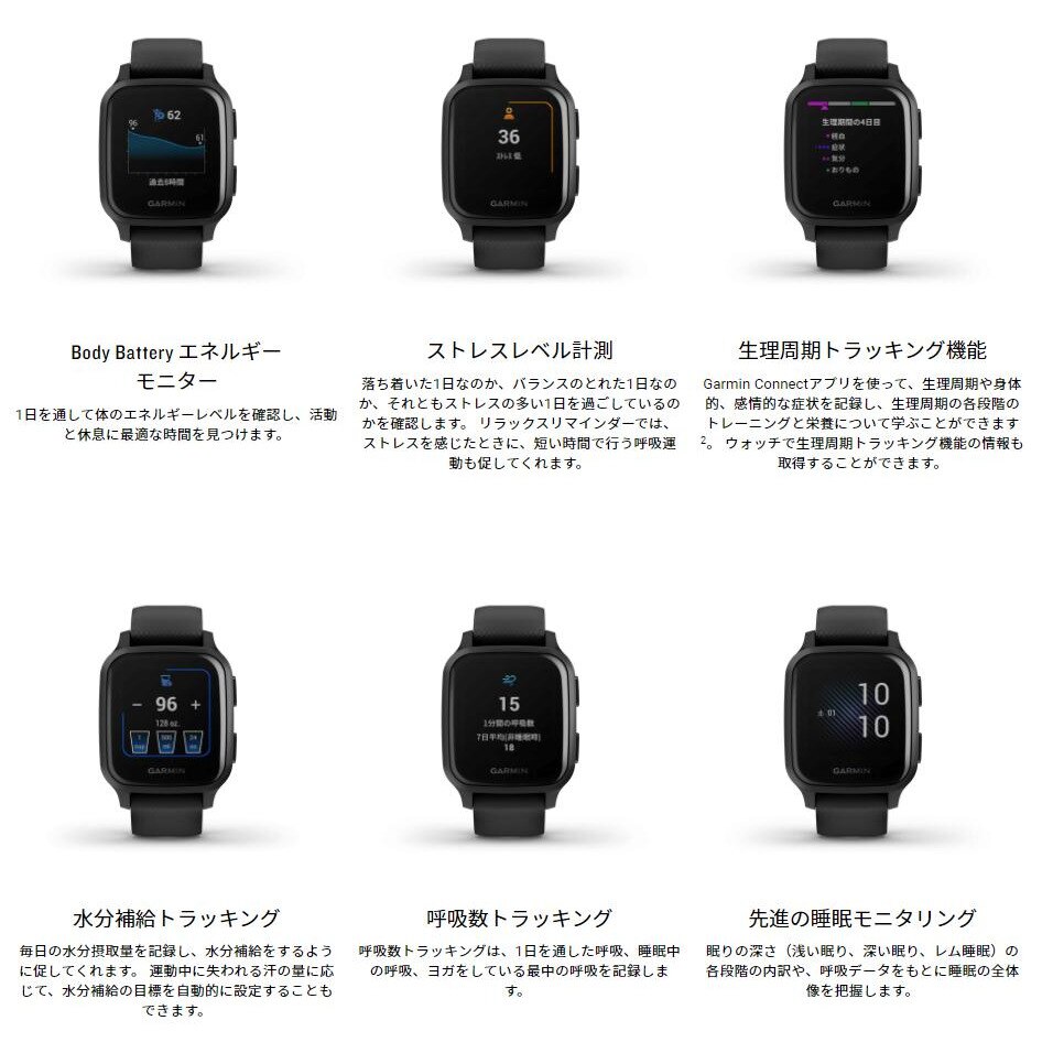 ガーミン（GARMIN）（メンズ、レディース）スマートウォッチ VenuSq Music Black/Sl 010-02426-70