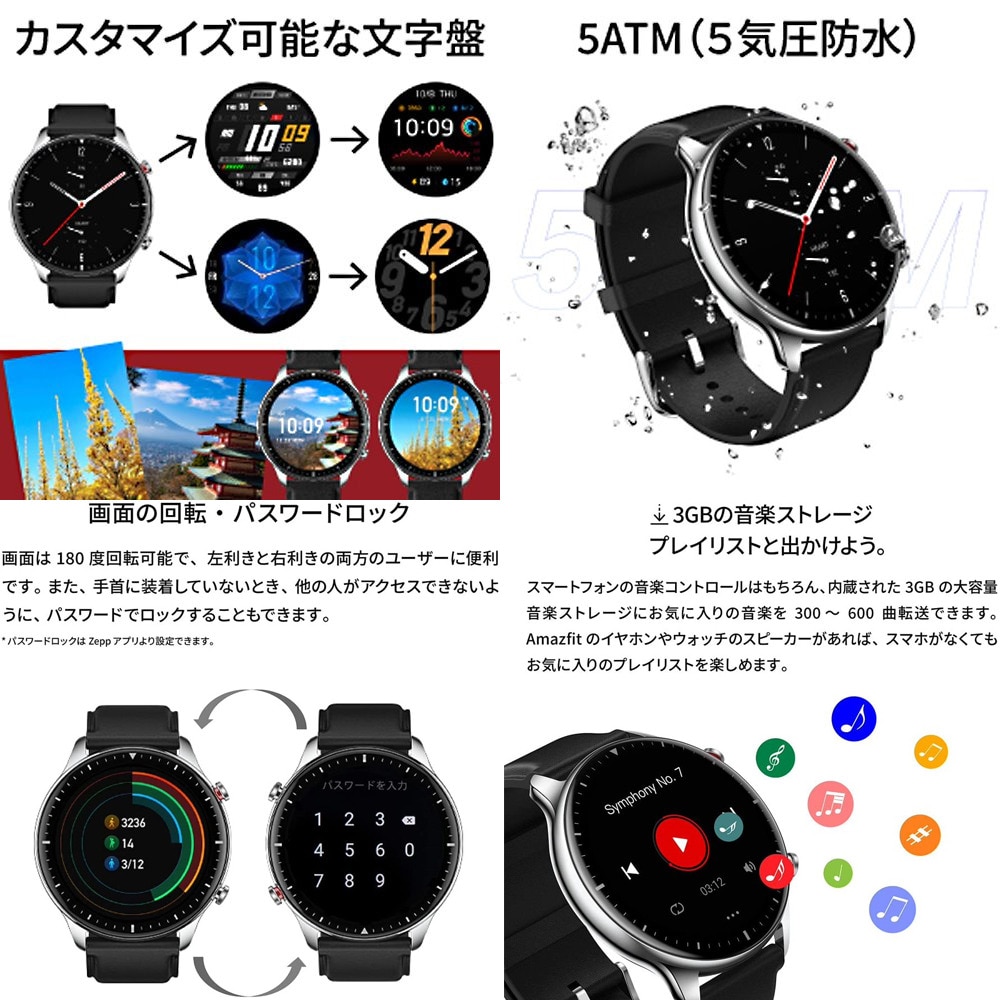 AMAZFIT（AMAZFIT）（メンズ、レディース）スマートウォッチ GTR 2 クラシックエディション シルバー sp170027Q04