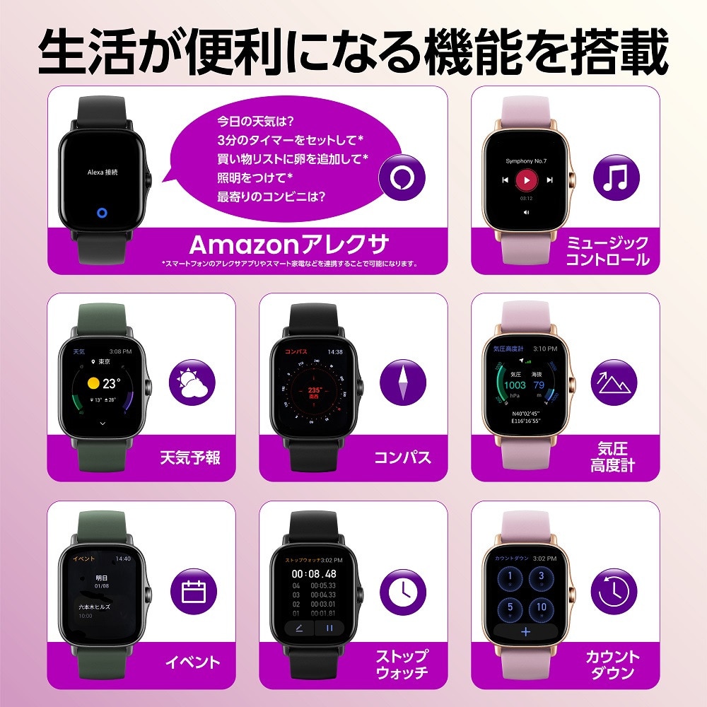 AMAZFIT（AMAZFIT）（メンズ、レディース）スマートウォッチ GTS 2e パープル sp170034C10