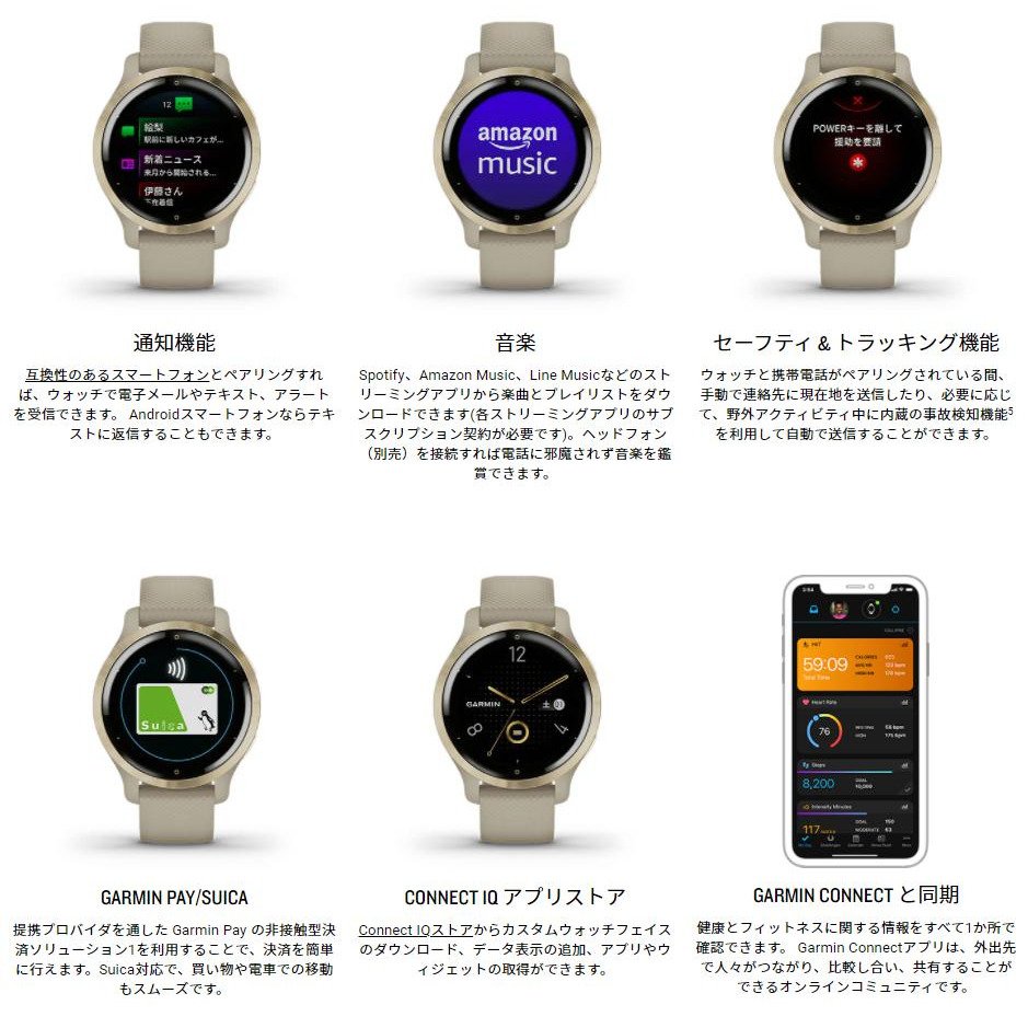 ガーミン（GARMIN）（メンズ、レディース）スマートウォッチ 時計 Venu2S ヴェニュー2S Mist Gray/Silver 010-02429-62