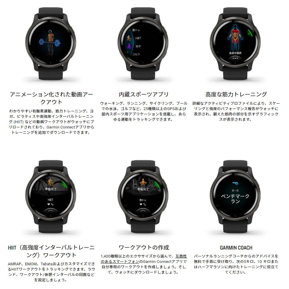 ガーミン（GARMIN）（メンズ、レディース）スマートウォッチ 時計 Venu2 ヴェニュー2 Granite Blue/Silver 010-02430-60