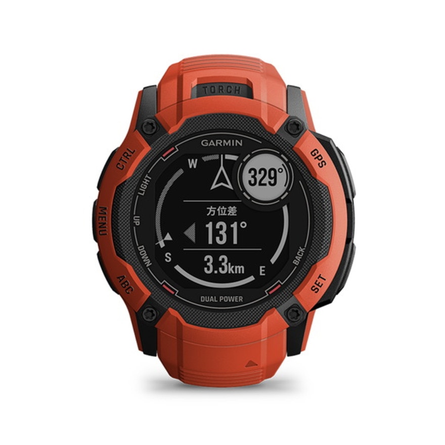 ガーミン（GARMIN）（メンズ、レディース）腕時計 Instinct 2X Dual Power Flame Red 010-02805-32