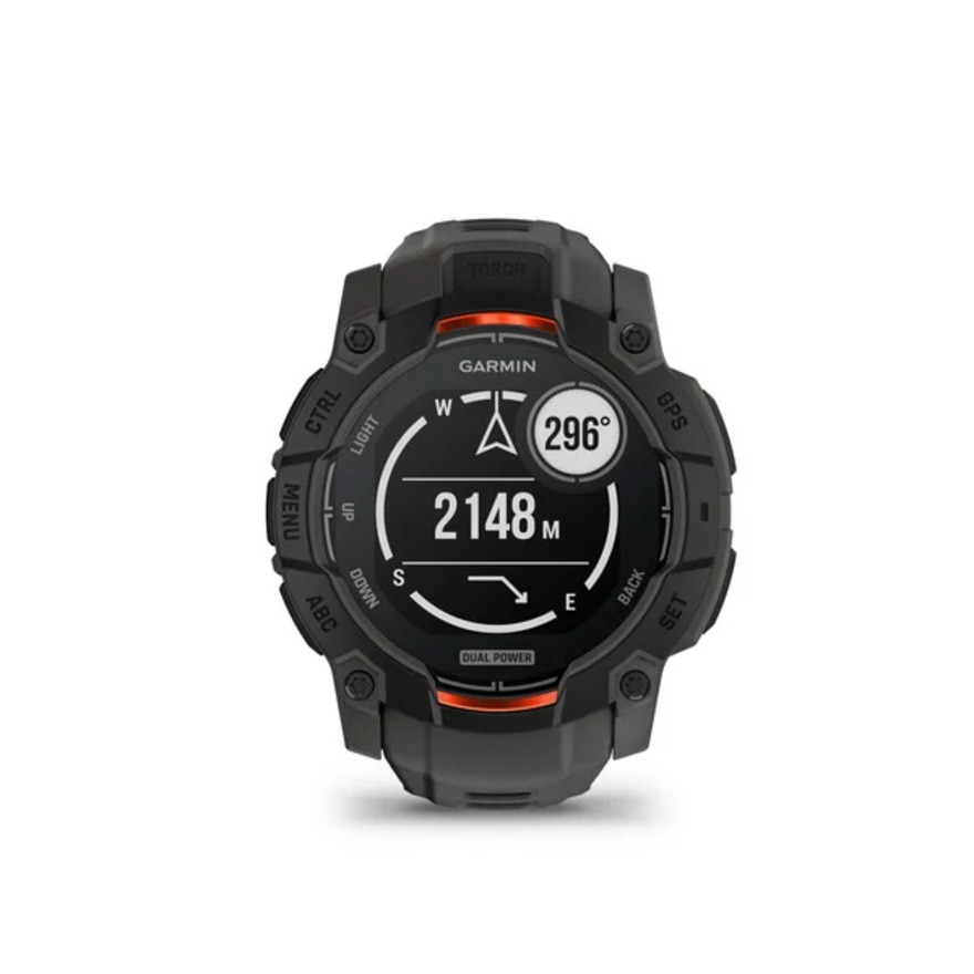 ガーミン（GARMIN）（メンズ、レディース）腕時計 Instinct 3 Dual Power 50mm タフネスGPSウォッチ 010-02935-30 防水 黒