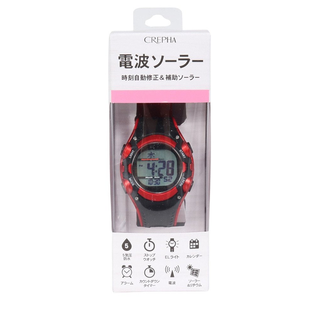 クレファー（CREPHA）（メンズ、レディース、キッズ）腕時計 電波ソーラーデジタルウォッチ FDM7864-RD