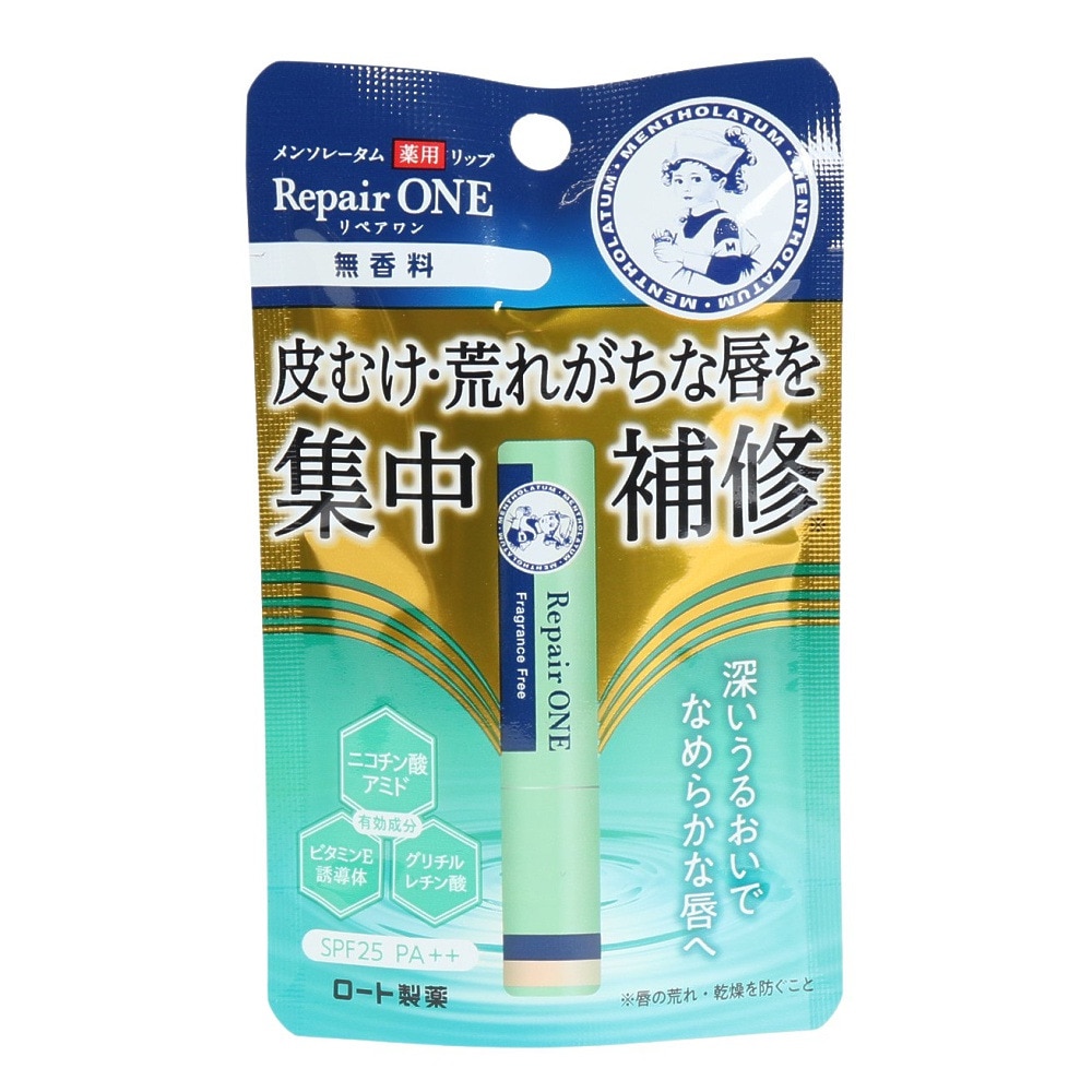 ロート製薬（ROHTO）（メンズ、レディース、キッズ）メンソレータム 薬用リップ リペアワン 無香料 2.3g