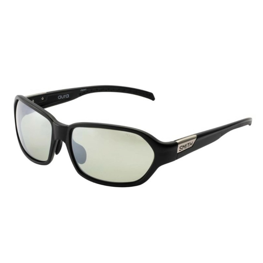 スミス（SMITH）（メンズ、レディース）サングラス POLARX Aura Matte Black X-Light Green 37 黒 ケース付 偏光 8カーブレンズ 目 保護 軽量 鼻 調整 釣り