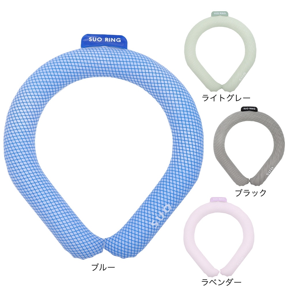 SUO（SUO）（メンズ、レディース）ネッククーラー RING 28° ICE ラティス SUO24-BLK-M 暑さ対策 熱中症対策