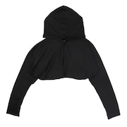 (レディース)UV&クールフード付きボレロ 黒 SUNF-692977-25 UVカット 紫外線対策 接触冷感 指だし穴 シンプル カジュアル