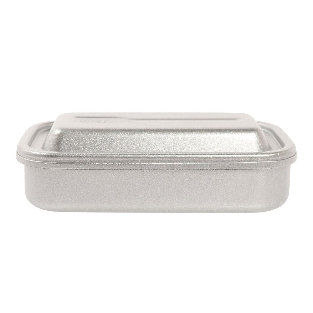 サーモス（THERMOS） ランチボックス シルバー 800ml DAA-800 SL ふっ素 アルミ製 1段弁当 食洗器対応 弁当箱 ベルト付き 仕切り オフィス 弁当