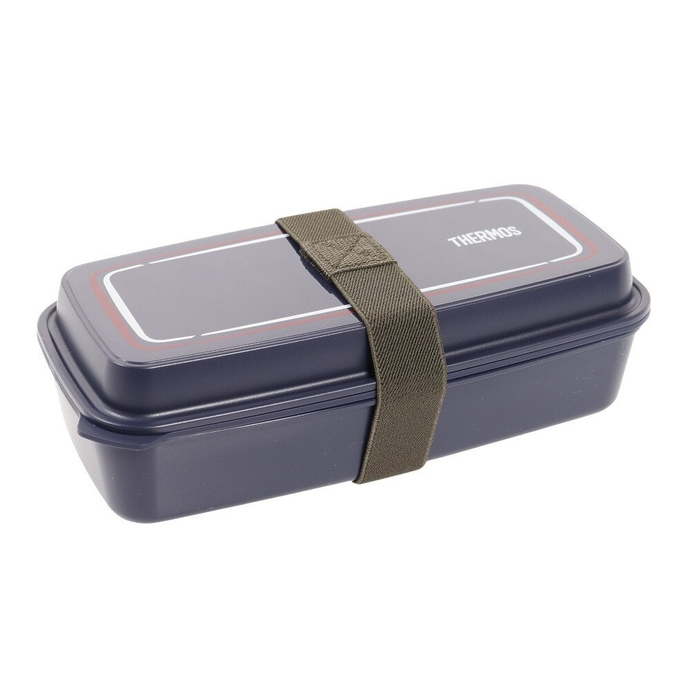 サーモス（THERMOS） ランチボックス 紺  600ml DJO-600 NVY 1段弁当 食洗器対応 電子レンジ対応 弁当箱 ベルト付き 仕切り 箸付き 保冷力 