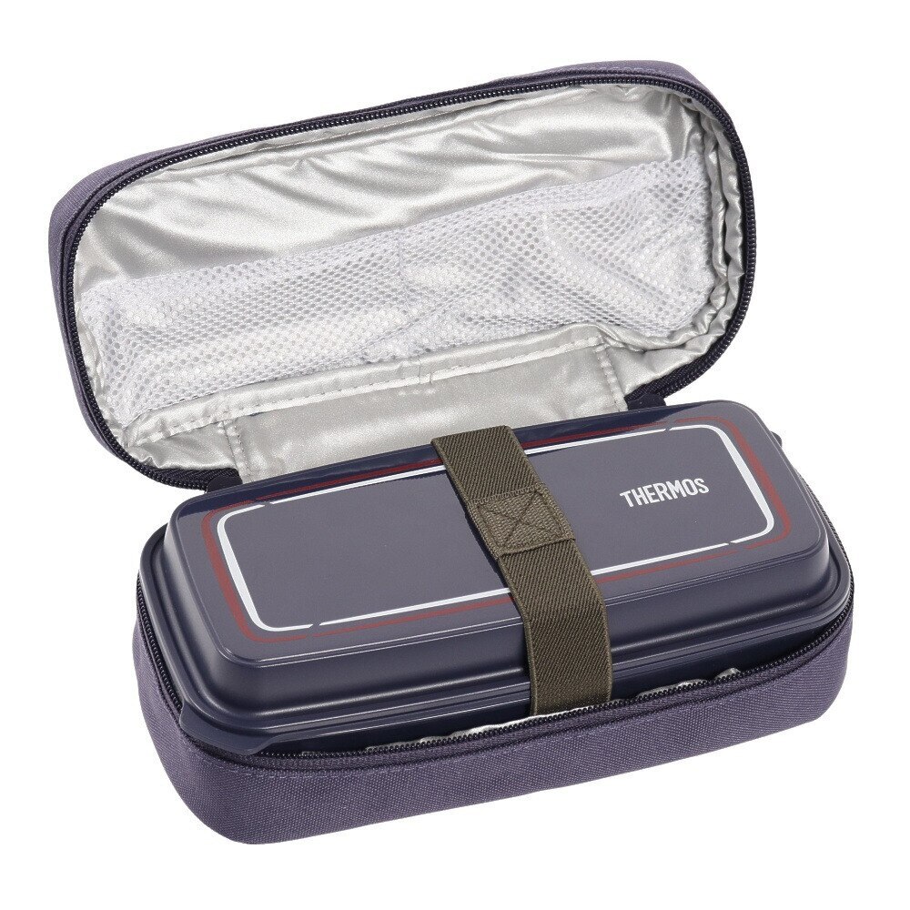 サーモス（THERMOS） ランチボックス 紺  600ml DJO-600 NVY 1段弁当 食洗器対応 電子レンジ対応 弁当箱 ベルト付き 仕切り 箸付き 保冷力 