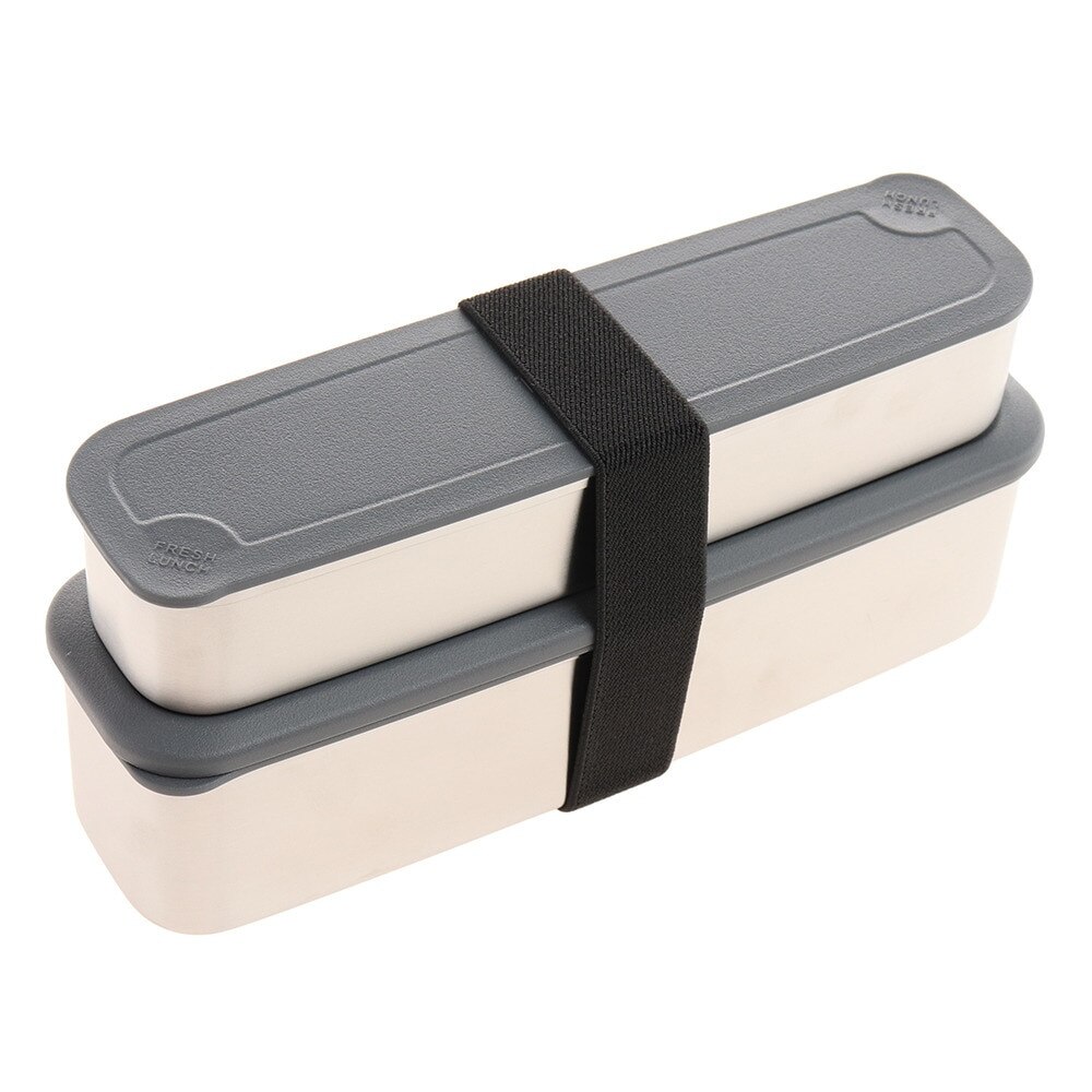 サーモス（THERMOS） ランチボックス リムサイズ 紺 804W DSA-804W BKBD 食洗器対応 弁当箱 ベルト付き 箸付き ステンレス 保冷ケース 2段弁当