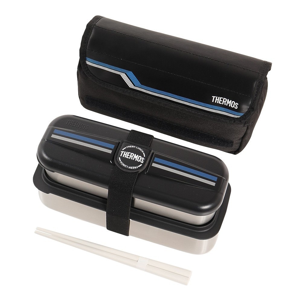 サーモス（THERMOS） ランチボックス DSD-1104W L-BK 食洗器対応 弁当箱 ベルト付き 箸付き ステンレス 保冷ケース 2段弁当  コンパクト