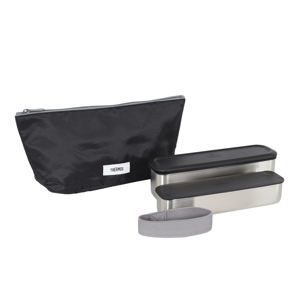 サーモス（THERMOS）（メンズ、レディース、キッズ）弁当箱 フレッシュランチボックス 黒 DSA-805W GY-BK 二段 スリム ステンレス 耐熱 保冷 食洗器対応