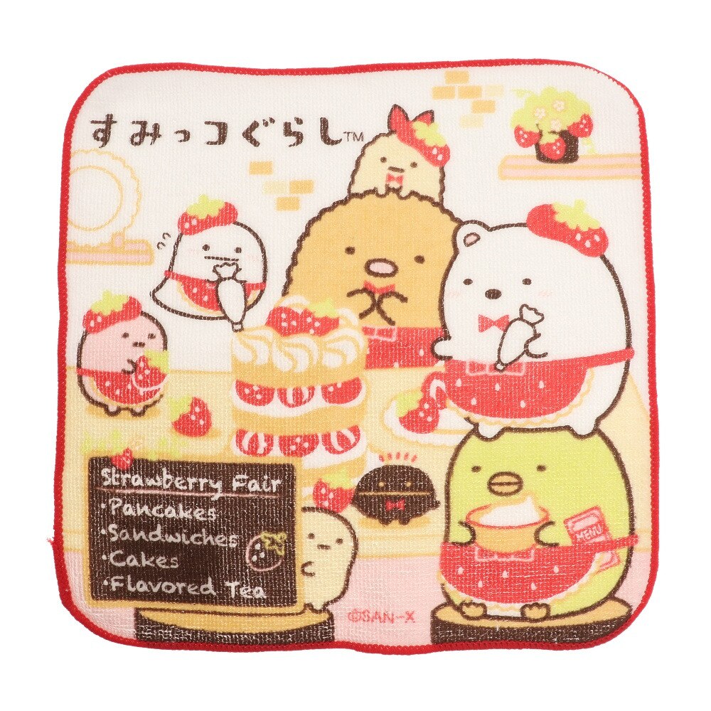 スミッコグラシ（キッズ）プチタオル 喫茶すみっコでいちごフェア CM25106