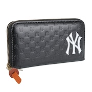イーカム（メンズ、キッズ）MLB 長財布 ニューヨークヤンキース ロゴ型押し YK-1406P-02-BLACK