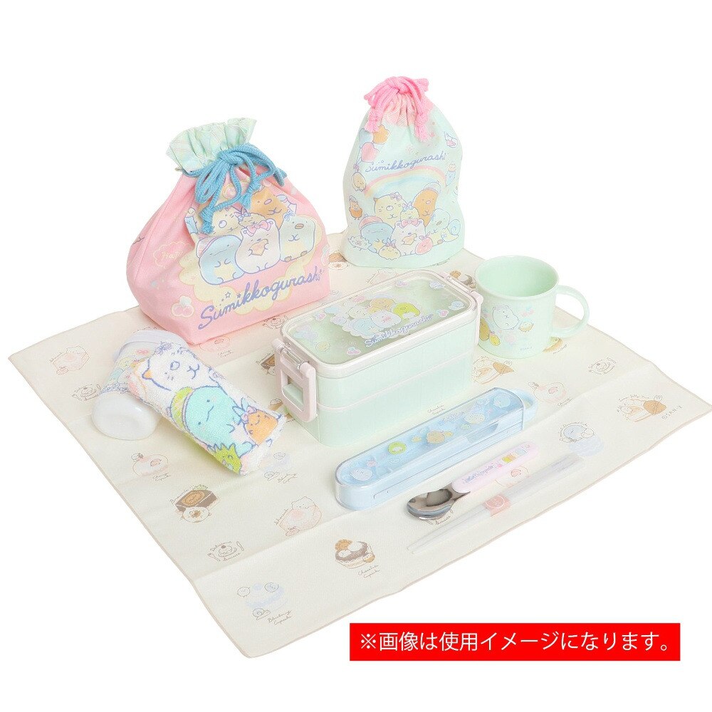 すみっコぐらし（Sumikkogurashi）（メンズ、レディース、キッズ）2点ロック はし付2段ランチボックス KA17302