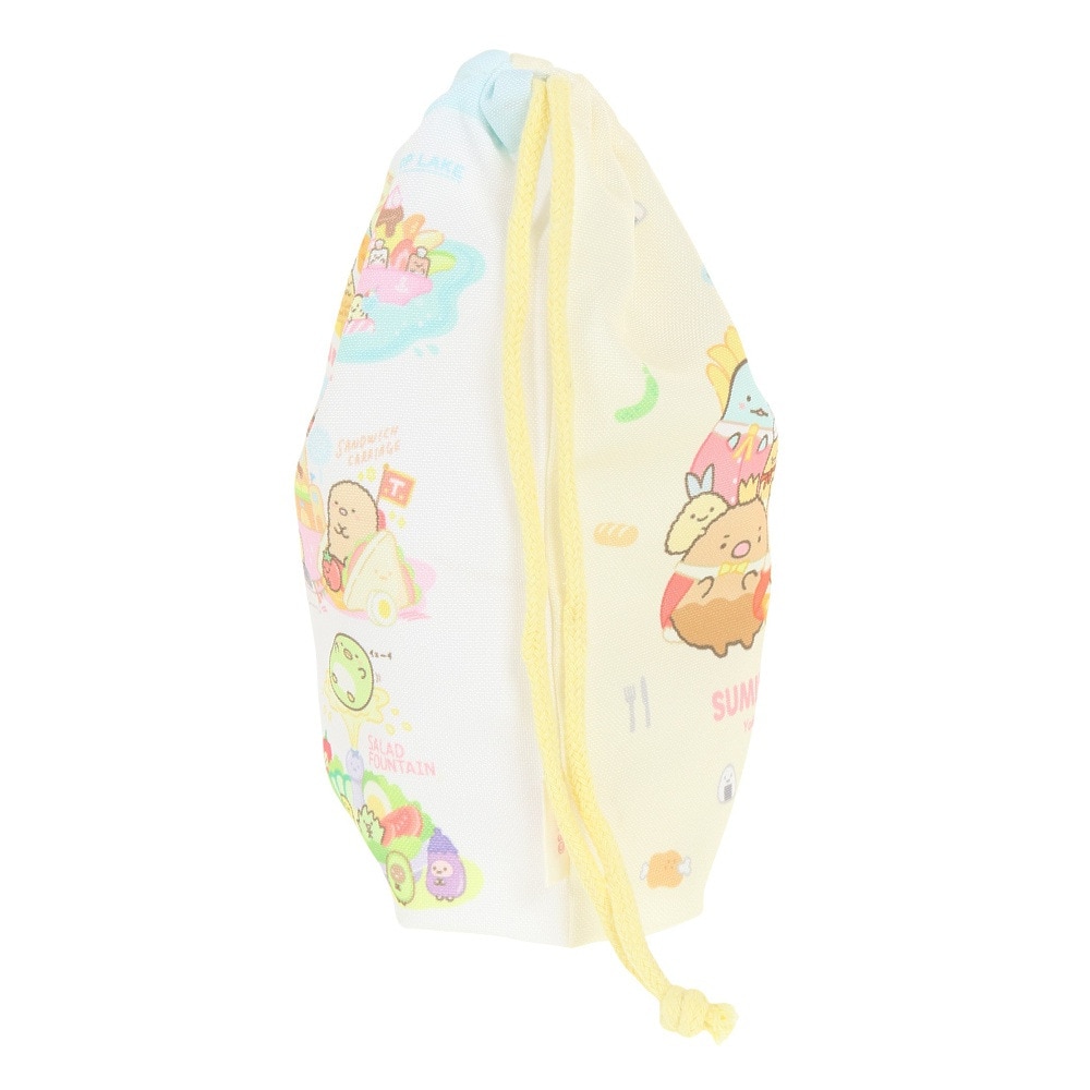 すみっコぐらし（Sumikkogurashi）（メンズ、レディース、キッズ）ようこそ たべもの王国 マチ付き巾着 CA38403