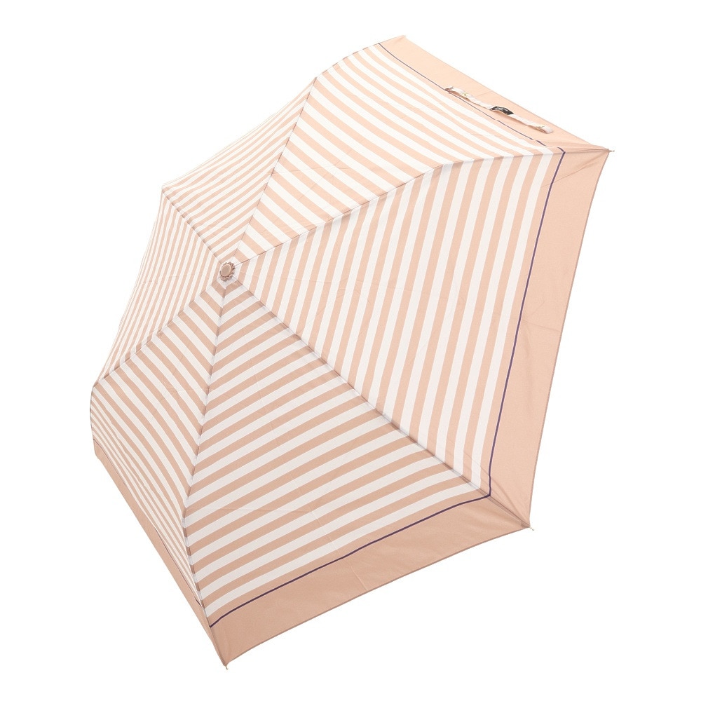 ナチュラルベーシック（Natural Basic）（レディース）雨傘 ラインボーダー 折りたたみ傘 ピンクベージュ 720-006 暑さ対策 熱中症対策