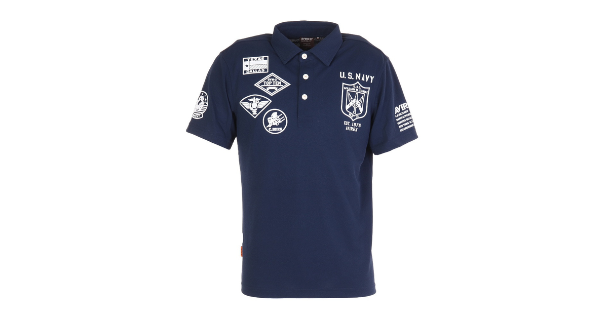 鹿の子 ワッペン風 半袖ポロシャツ Avxba1ー15ss Nvy アヴィレックス スーパースポーツゼビオ 鹿の子 ワッペン風 半袖ポロシャツ Avxba1ー15ss Nvy アヴィレックス スーパースポーツゼビオ