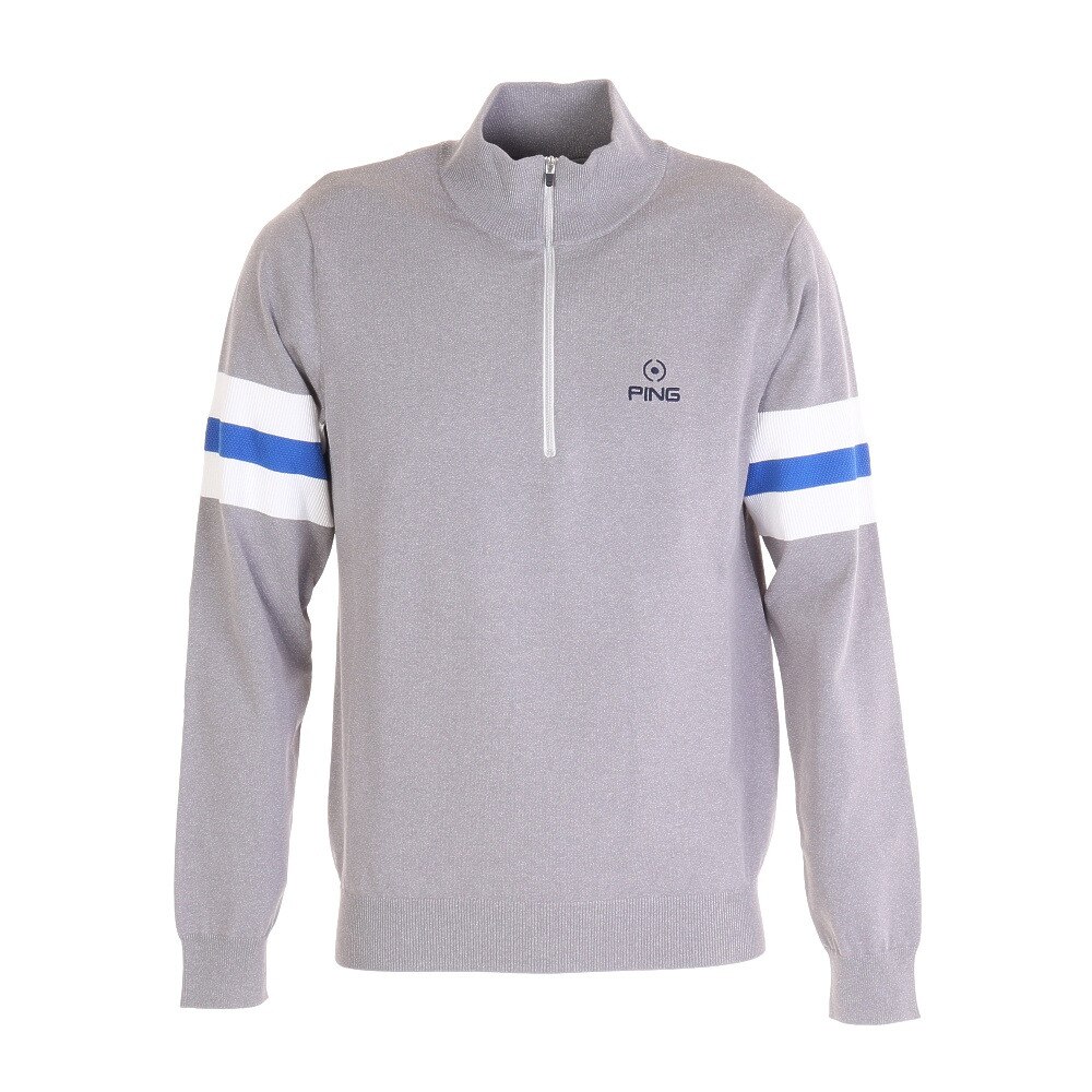  ロングスリーブハーフジップモックネックニットシャツ 621-1175001-022