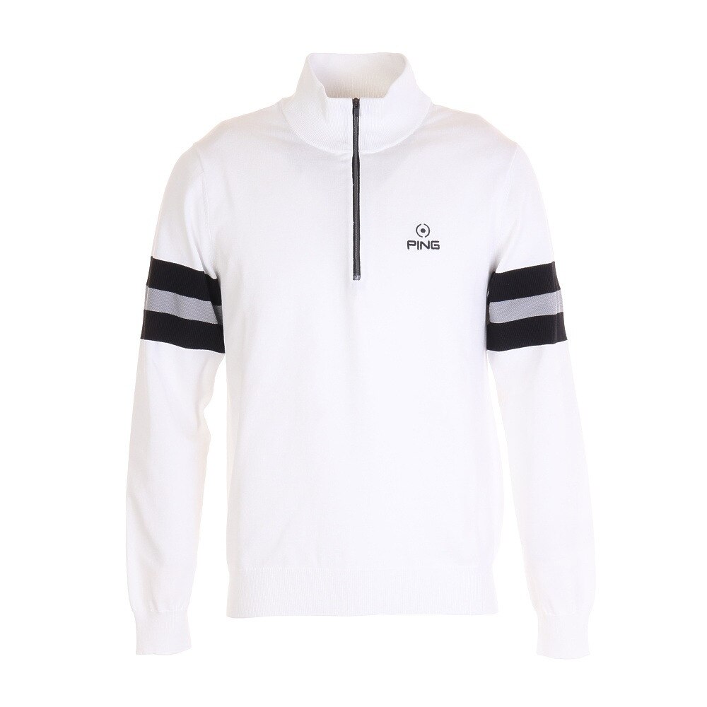 ロングスリーブハーフジップモックネックニットシャツ 621-1175001-030