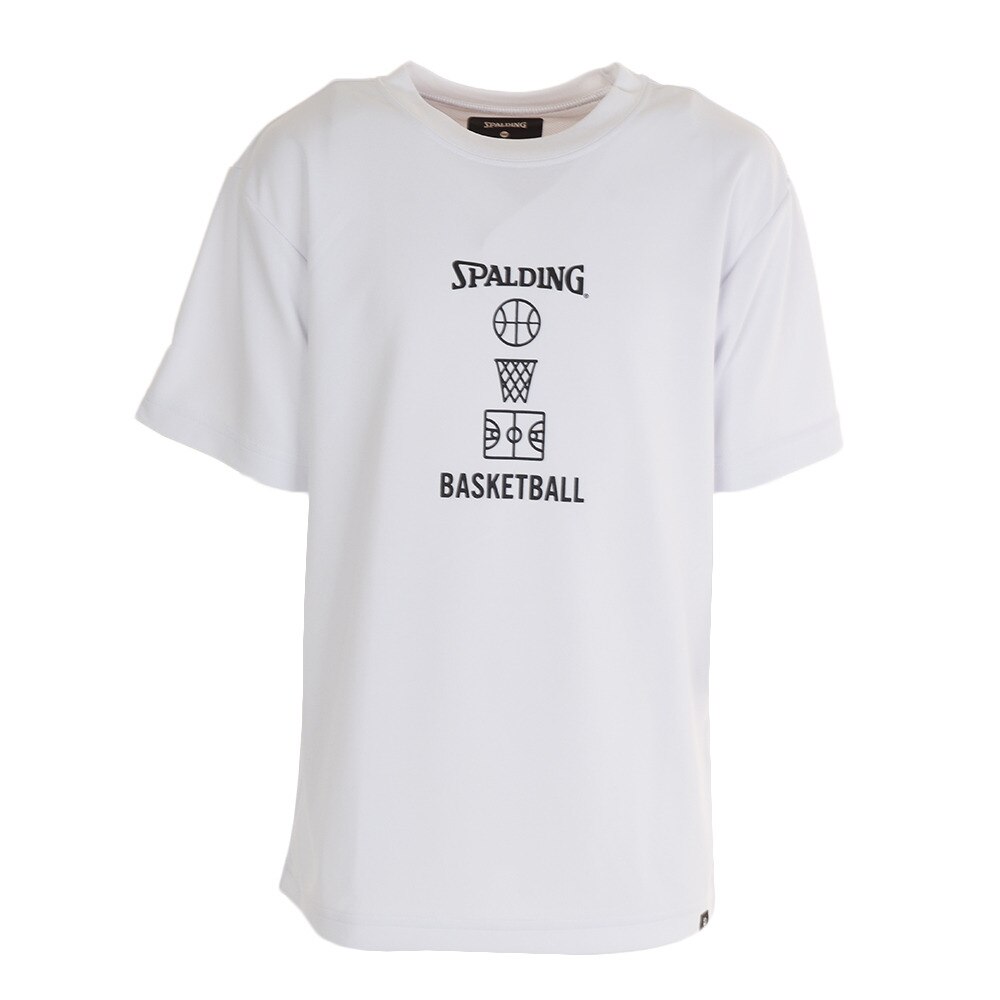  Ｔシャツ ジュニア 半袖 バスケットボールモチーフ SJT200700 WH 【 バスケットボール ウェア 】