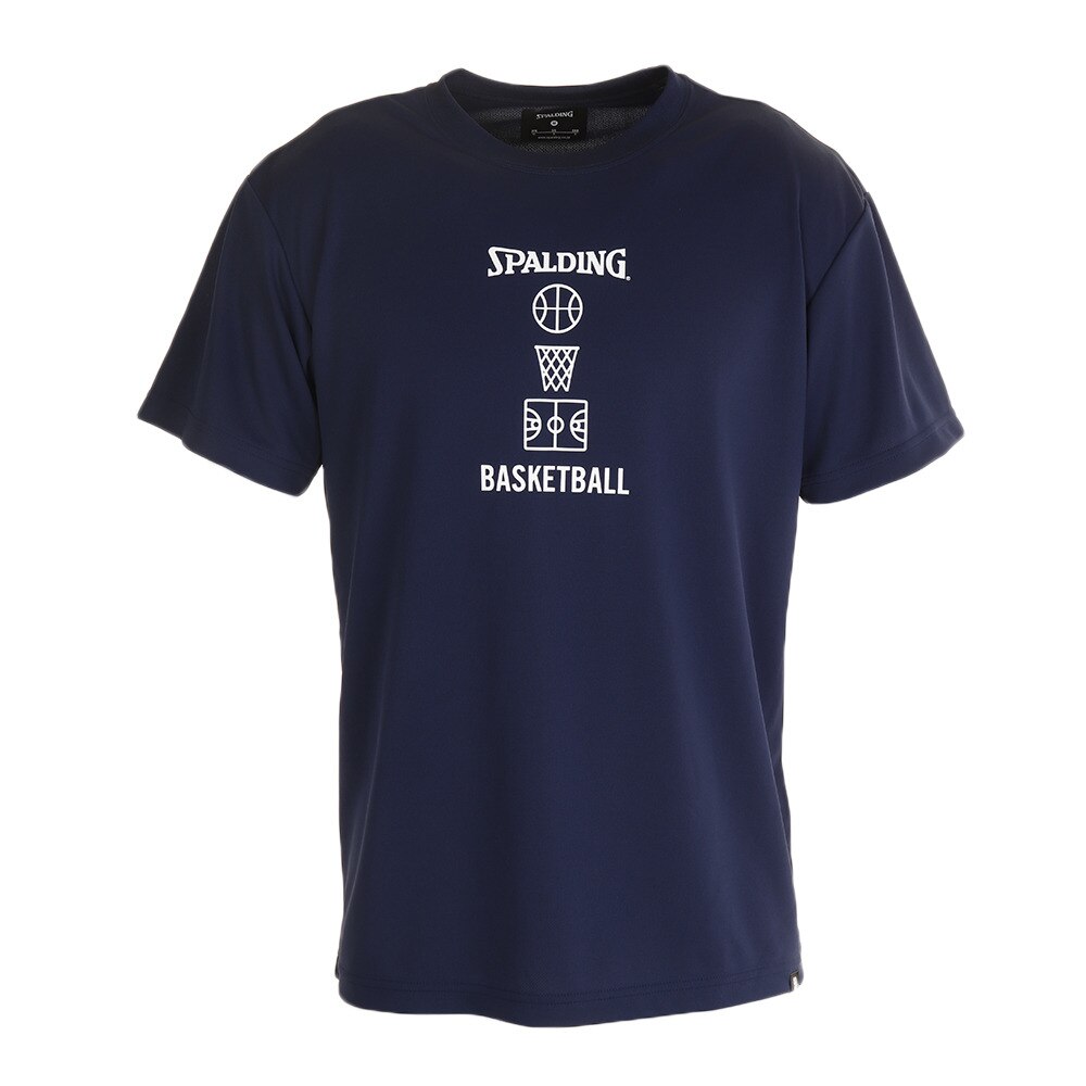 Ｔシャツ メンズ 半袖 バスケットボールモチーフ SMT200400 NV 【 バスケットボール ウェア 】