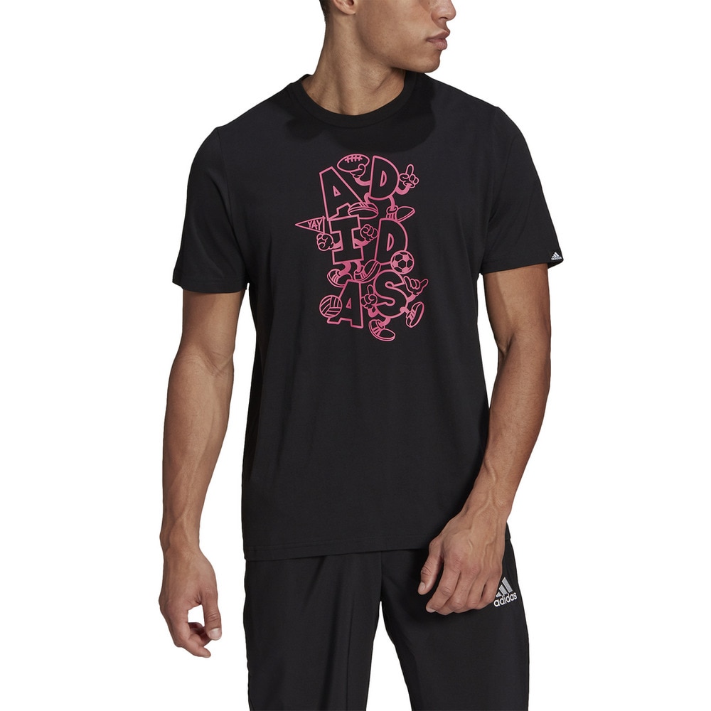  カートゥーン アウトライン スポーツ グラフィック 半袖Tシャツ 28955-GL3450