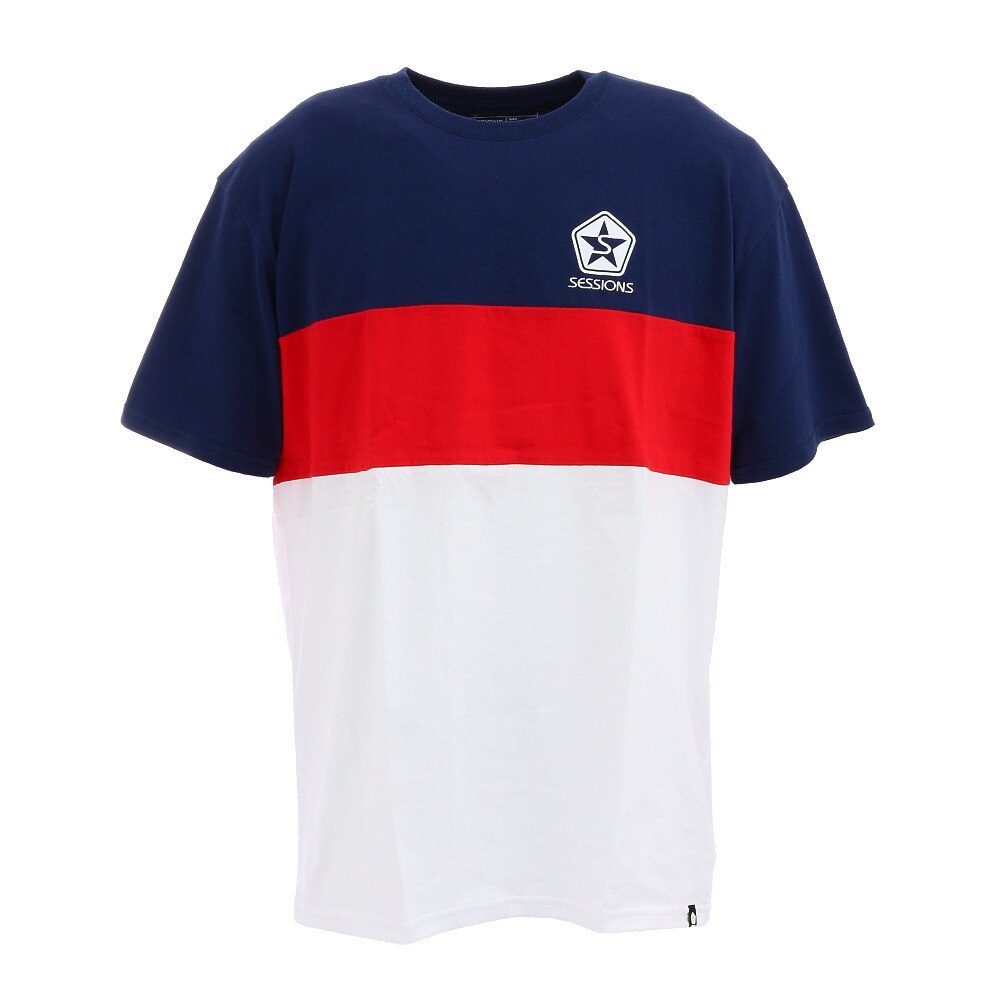 BLOCK ショートスリーブTシャツ 207109 NV/RD