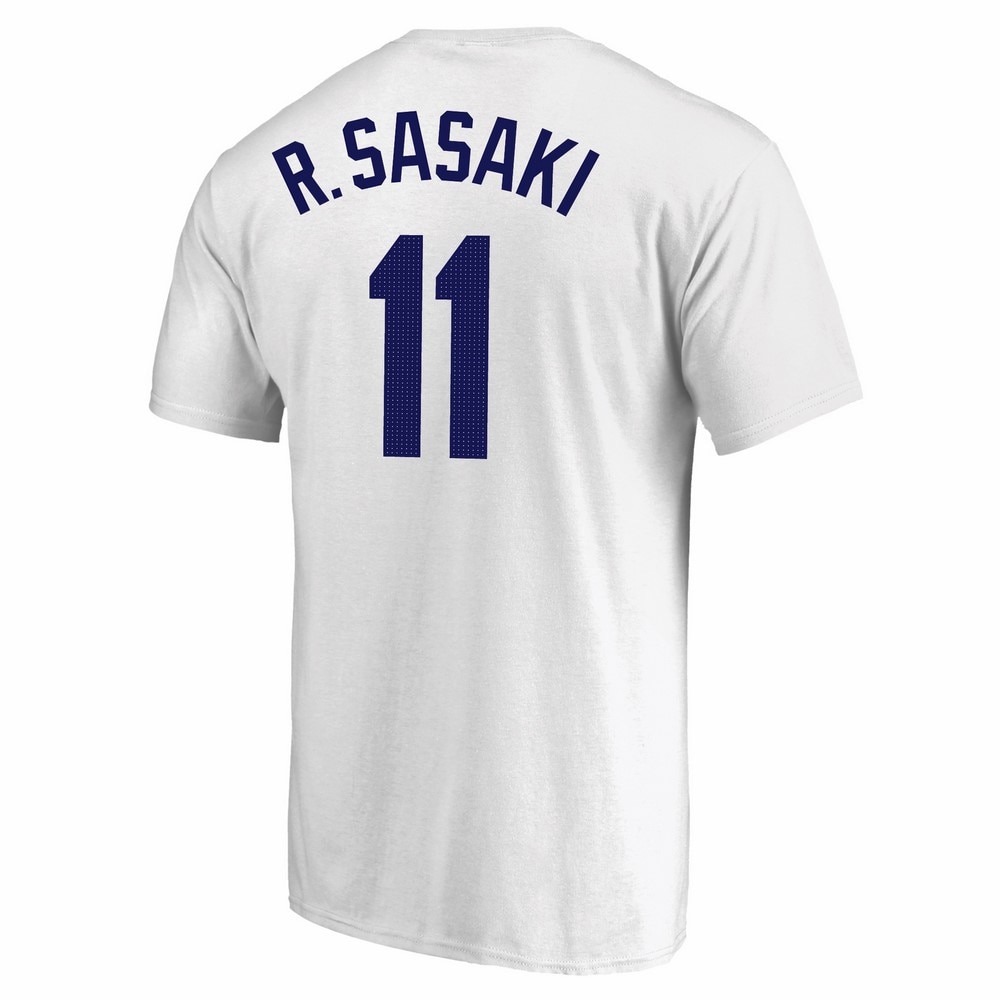 エムエルビー（MLB）（メンズ）野球ウェア ドジャース 佐々木朗希 ネーム&ナンバー Tシャツ ホワイト ML0125SS0091-WHT