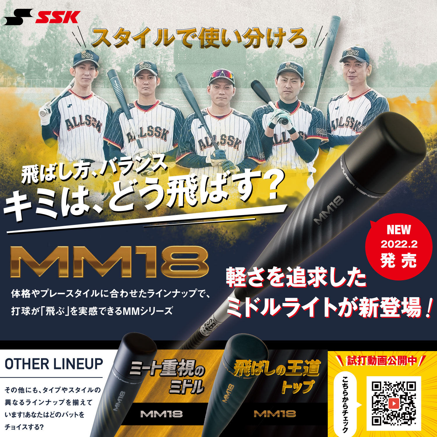エスエスケイ｜軟式用バット 野球 一般 MM18 MDL-84-670 