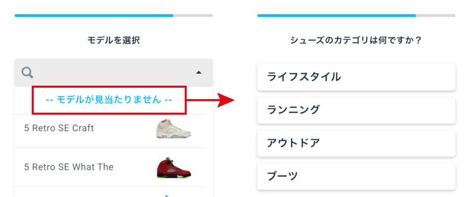 その場合はリスト上部の「..モデルが見当たりません..」をクリックして該当のカテゴリを選択してください。