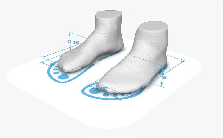 3Dスキャンで計測した足型の3Dモデル